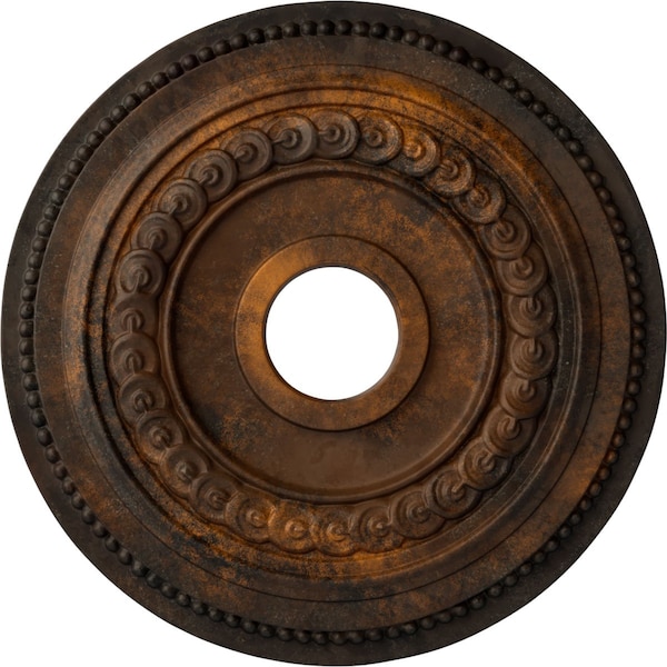 Ekena Millwork Oldham Ceiling Medallion (Fits Canopies up to 8 5/8"), Hand-Painted Rust, 18"OD x 3 3/8"ID x 7/8"P CM18OL1RUS - main